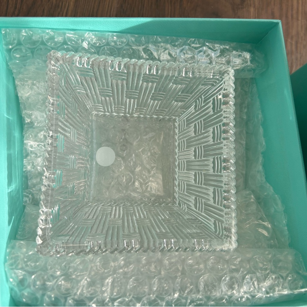 Tiffany & Co. Elegant jewelry Glass Square Bowl dish